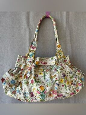 Big Buddha Floral Print Shoulder Bag in White with Multicolor Flowers